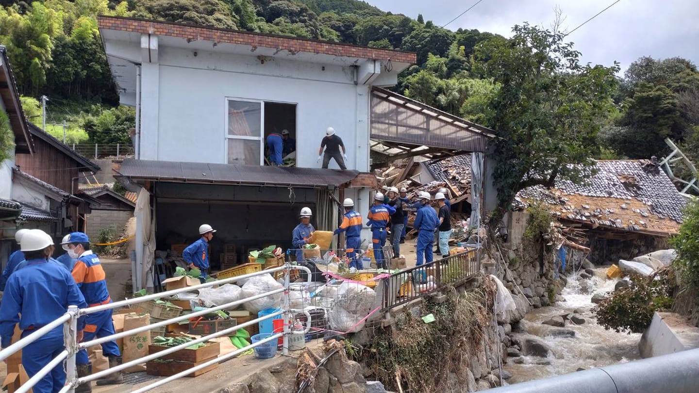 浸水被害と土砂災害の両方が発生しており重機のニーズが高い。佐賀県 ©JVOAD