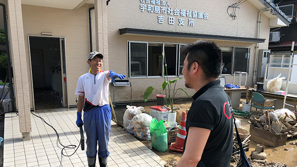 13. 宇和島市社協事務所を訪問するJPF緊急初動スタッフ / 7月10日 宇和島市 cJPF