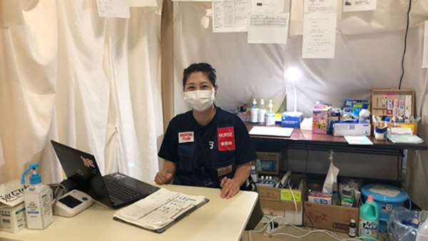 Medical support at an evacuation shelter in Yatsushiro ©JH