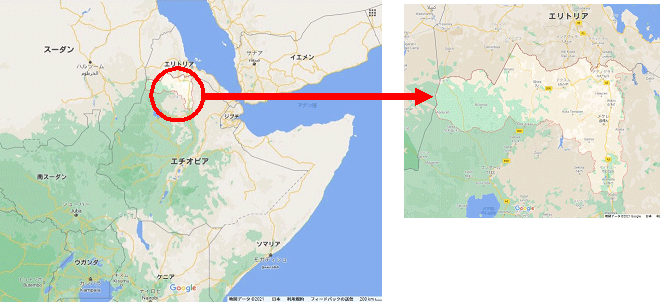 エチオピア、ティグライ州地図