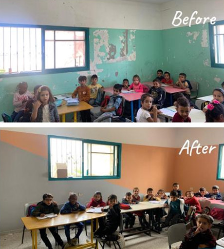 Rafah地区の Maan Le Atofoula 幼稚園の整備前後 ©ピースウィンズ